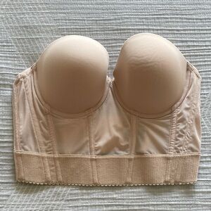 Wacoal Strapless Corset Bra Women’s 34D Nude Mesh Structured Underwire Support